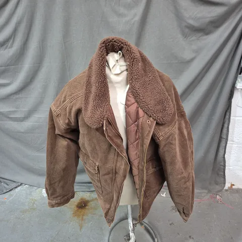 LEVI'S PREMIUM BROWN SHEARLING-LINED JACKET, MEN'S, SIZE M
