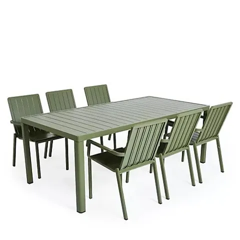 ABODE ALUMINIUM 6 SEATER DINING TABLE & 6 CHAIRS