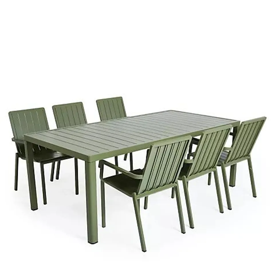 ABODE ALUMINIUM 6 SEATER DINING TABLE & 6 CHAIRS