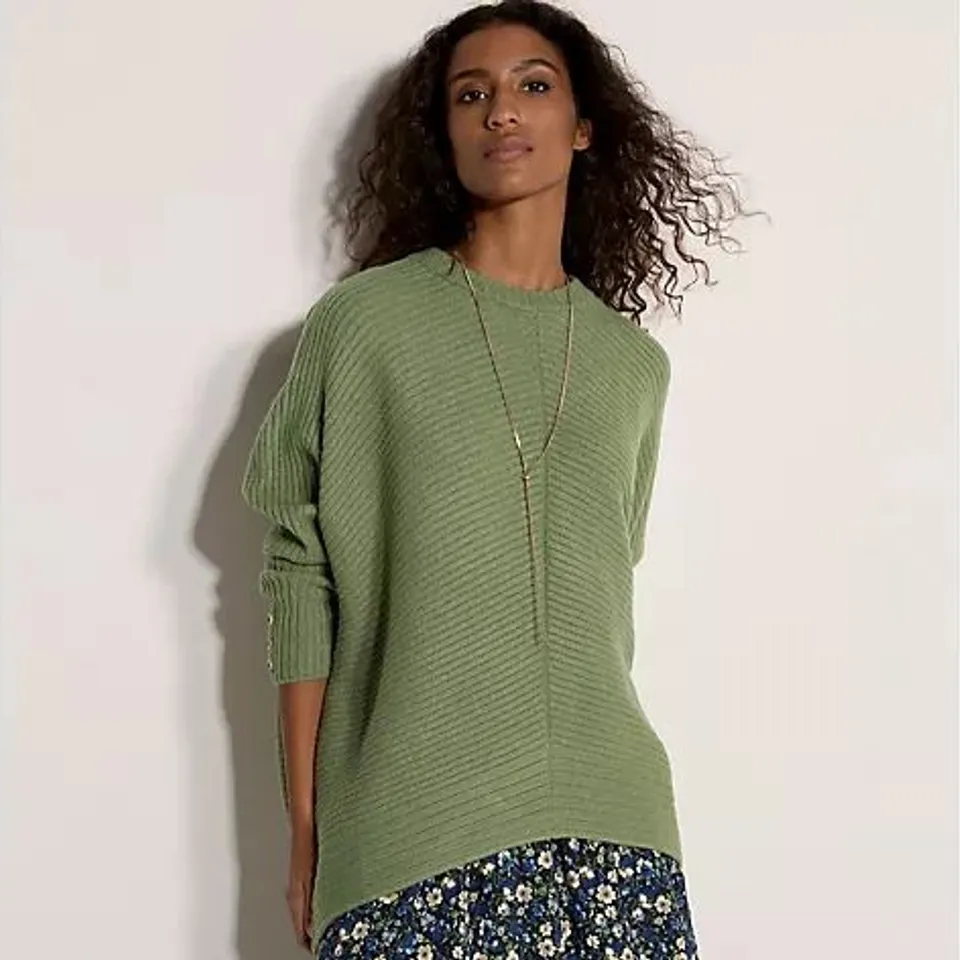 APRICOT CHEVRON HIGH-LOW JUMPER PISTACHIO LARGE