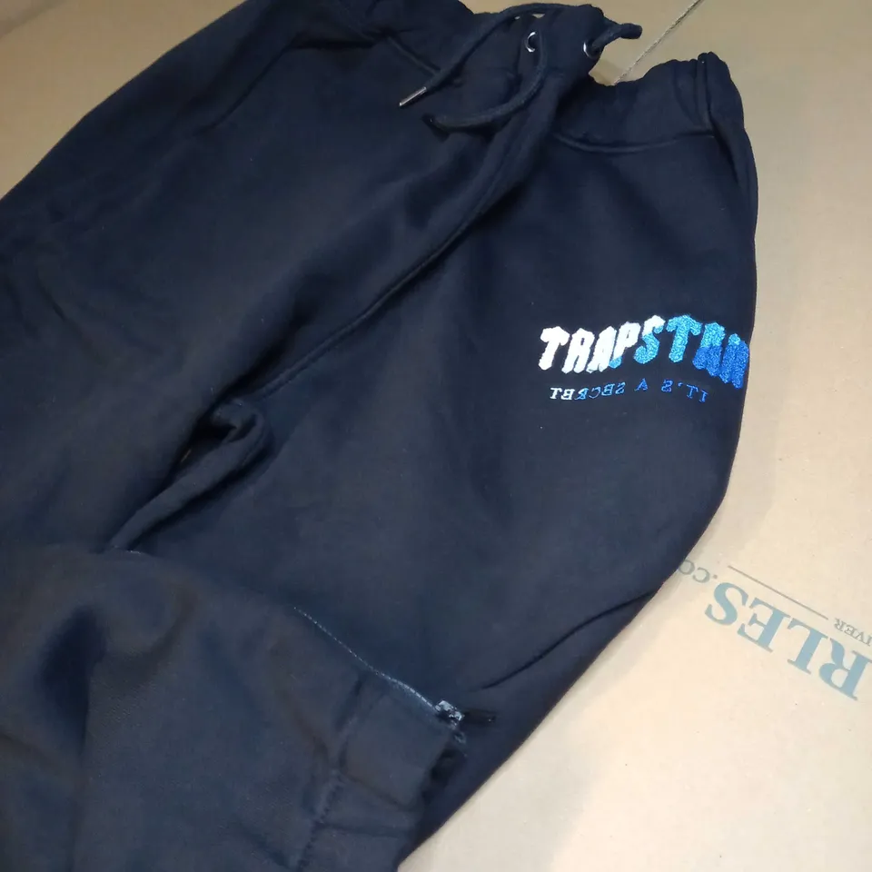 TRAPSTAR BLACK/LOGO CUFFED JOGGERS - MEDIUM