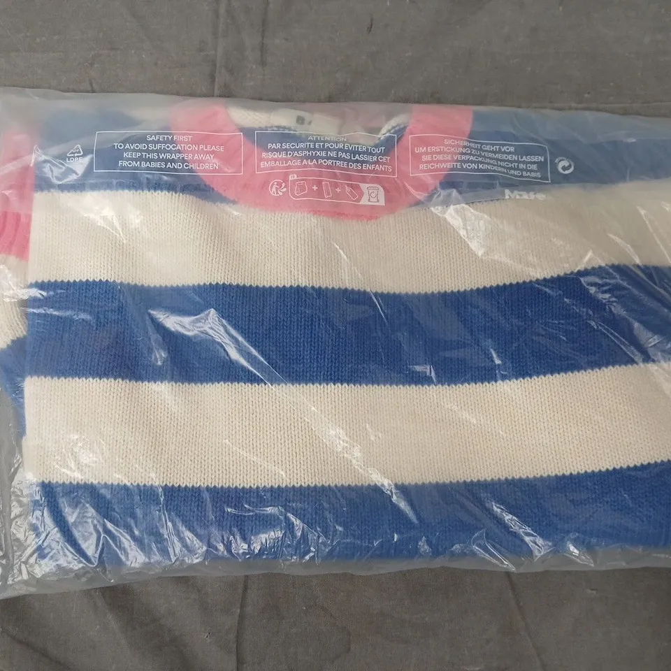 BAGGED BODEN LUCINDA COTTON STRIPED JUMPER IN WHITE STRIPED MULTI - XS