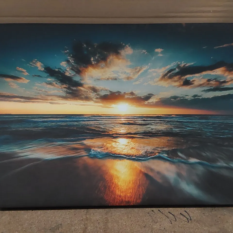 BAGGED CANVAS PAINTING - FIRE SUNSET GLOW BEACH (1 ITEM)