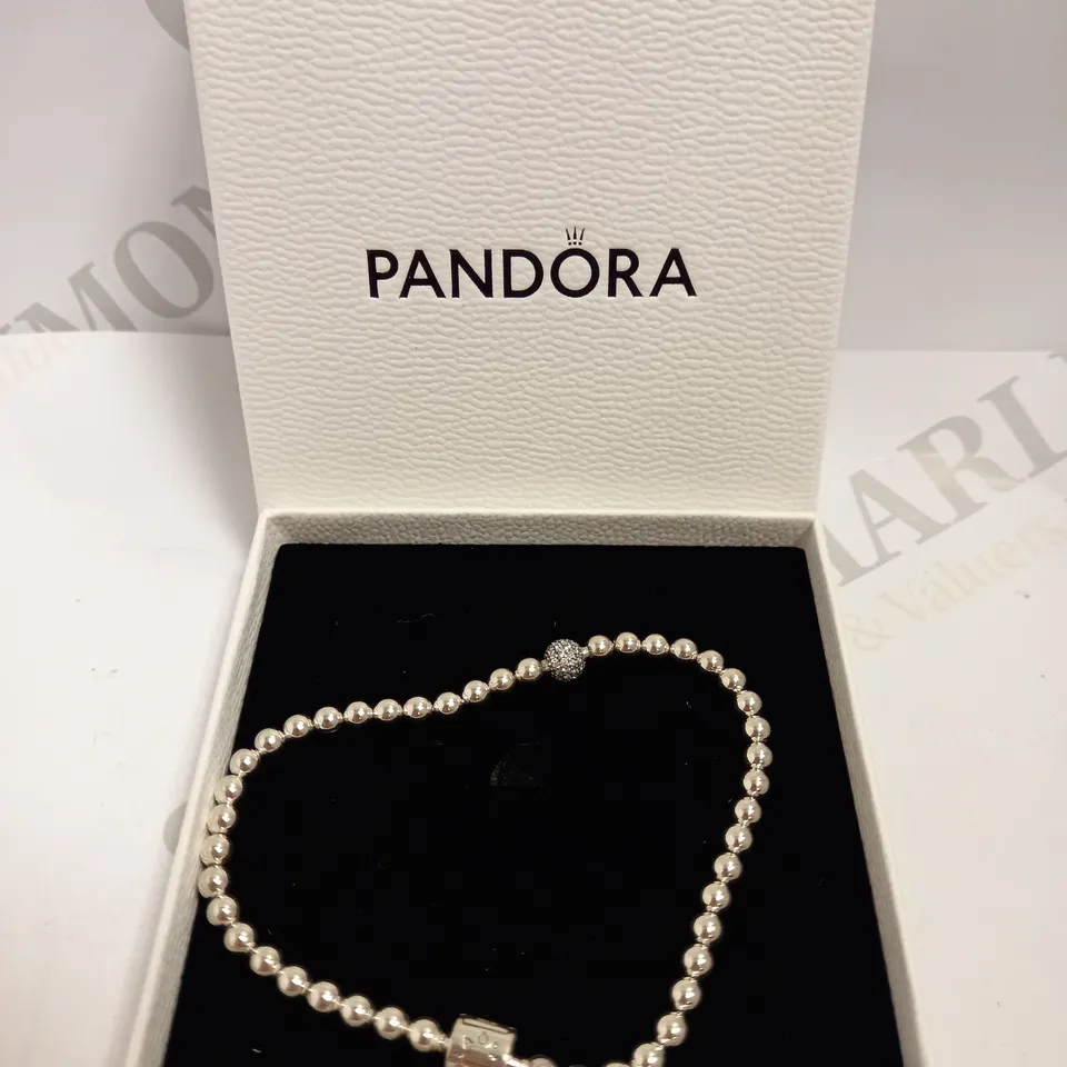 PANDORA BEADS AND PAVE SILVER BRACELET