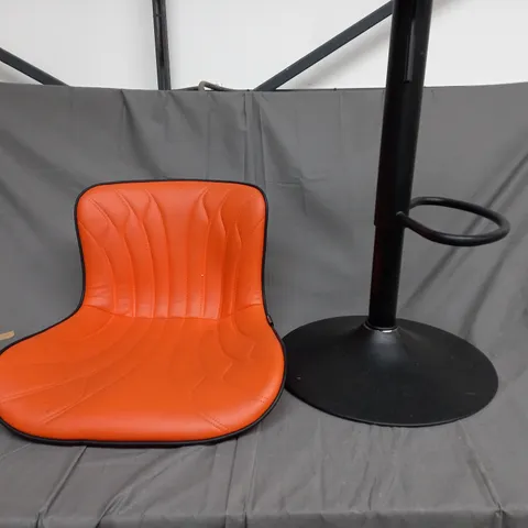 ORANGE LEATHER BAR STOOL - COLLECTION ONLY