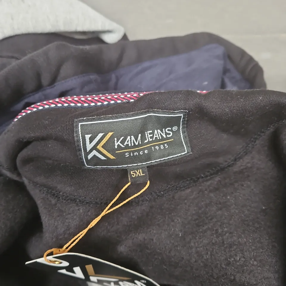 K4M JEANS ZIP THRU BROOKLYN HOODY IN JET BLACK/NAVY/GREY - 5XL