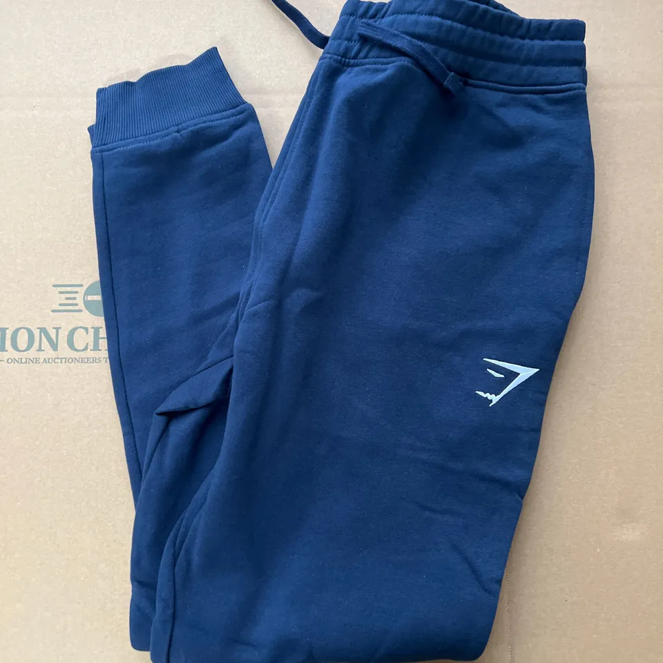 GYMSHARK CREST JOGGERS IN NAVY BLUE SIZE MEDIUM