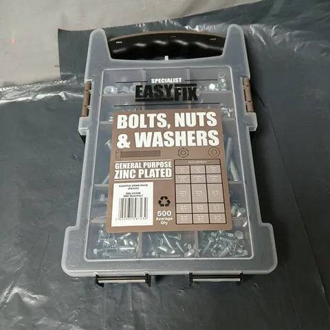 BOLTS, NUTS & WASHERS KIT – ZINC PLATED, APPROXIMATELY 500 QTY, EASYFIX