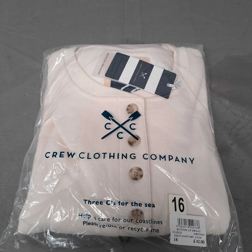 SEALED CREW CLOTHING COMPANY BUTTON UP SWEAT CLOUD JACKET - SIZE 16