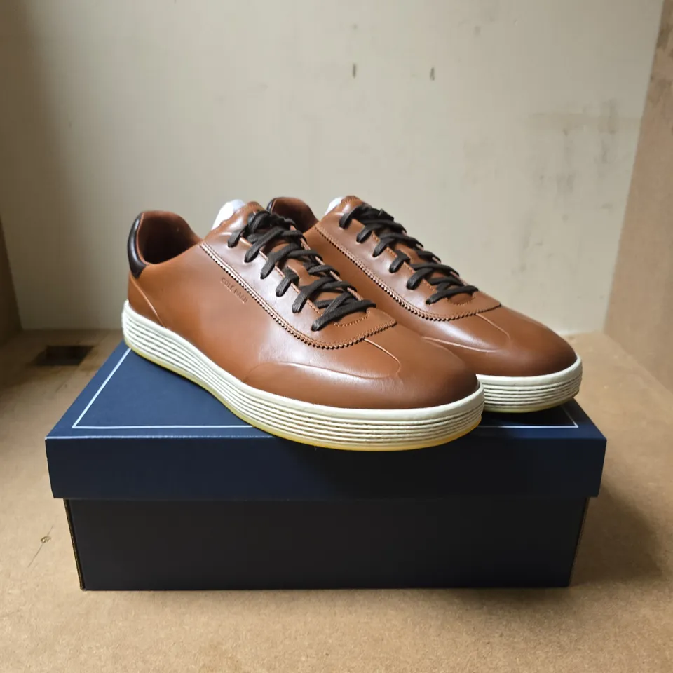 COLE HAAN TURF SKYWEAVE SHOES – BROWN LEATHER, UK 12