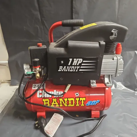 BANDIT 1HP PORTABLE AIR COMPRESSOR – RED TANK, DUAL GAUGES
