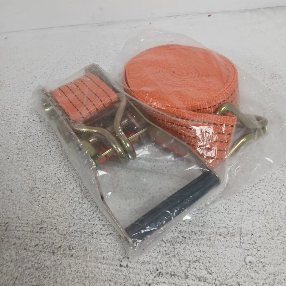 ORANGE NYLON RATCHET STRAP WITH HOOKS – HEAVY-DUTY TIE-DOWN STRAP