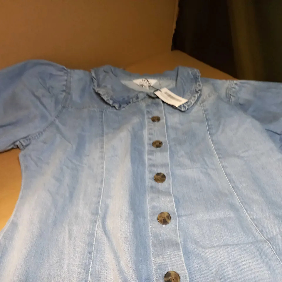 DOROTHY PERKINS MIDWASH DENIM SHORT SLEEVE BUTTON THROUGH DRESS - SIZE 20 TALL