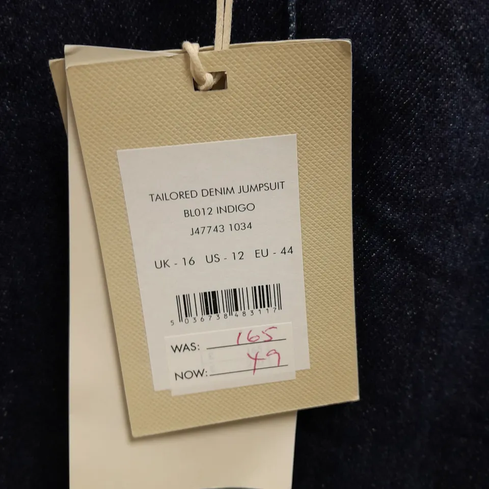 JIGSAW TAILORED DENIM JUMPSUIT - UK 16