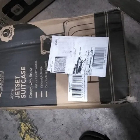 BOXED 40CM JET-SET SUITCASE CREAM WITH BROWN