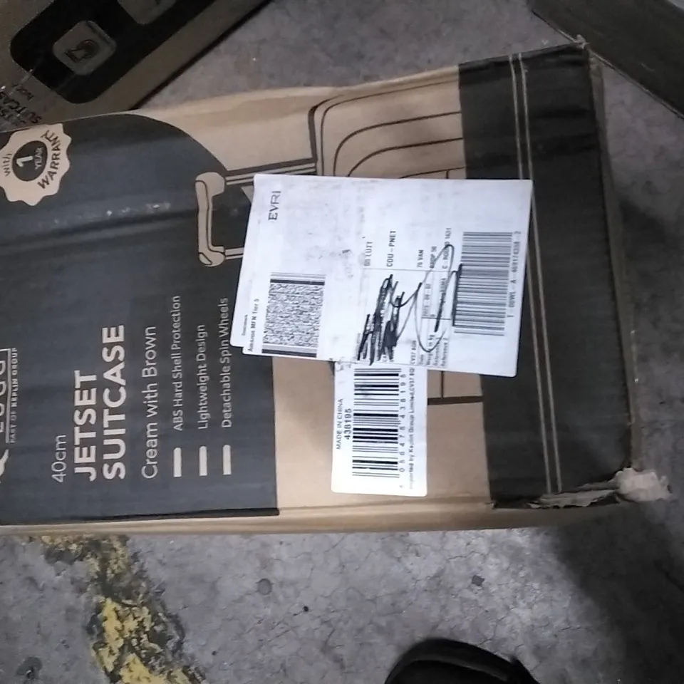 BOXED 40CM JET-SET SUITCASE CREAM WITH BROWN