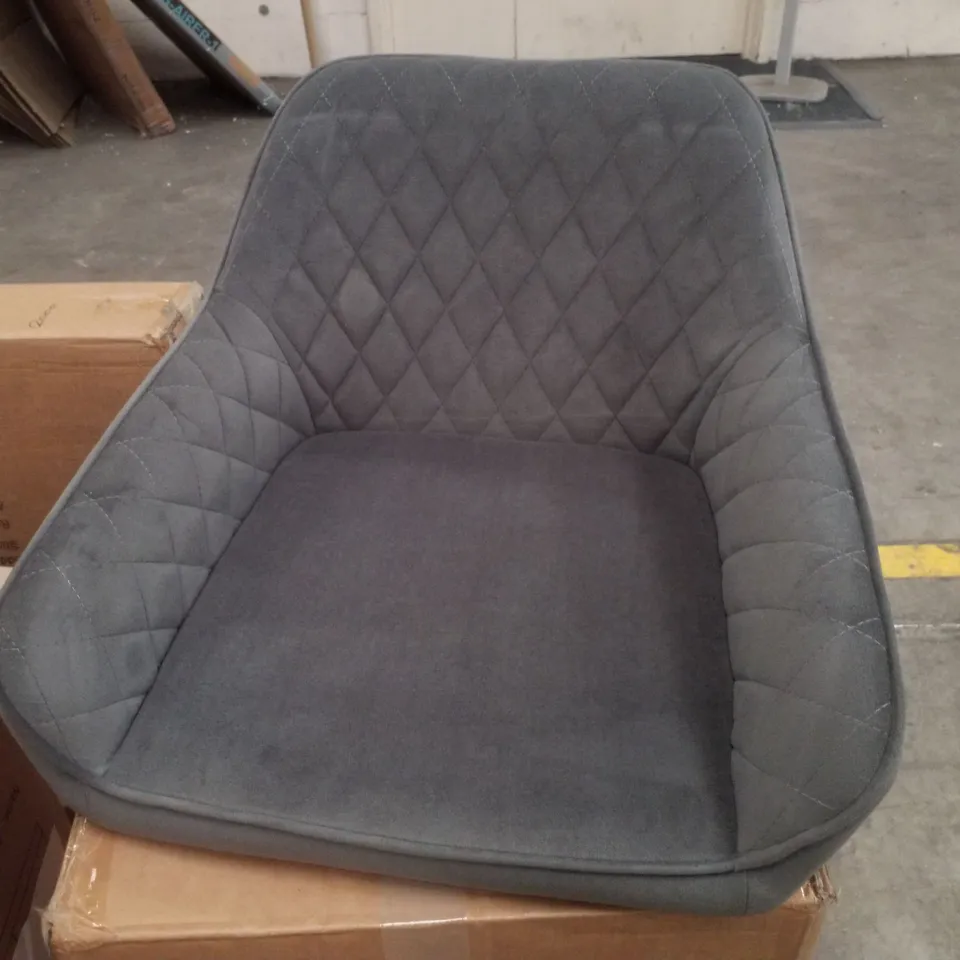 BOXED SET OF 2 GREY VELVET BARSTOOLS 