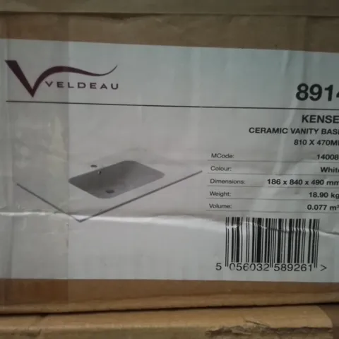 BOXED KENSEY CERAMIC VANITY BASIN 810 X 470MM