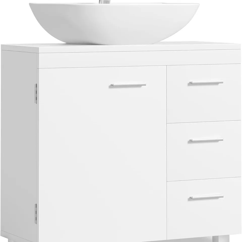 BOXED VASAGLE UNDER SINK BATHROOM CABINET, STORAGE CABINET, WITH 3 DRAWERS