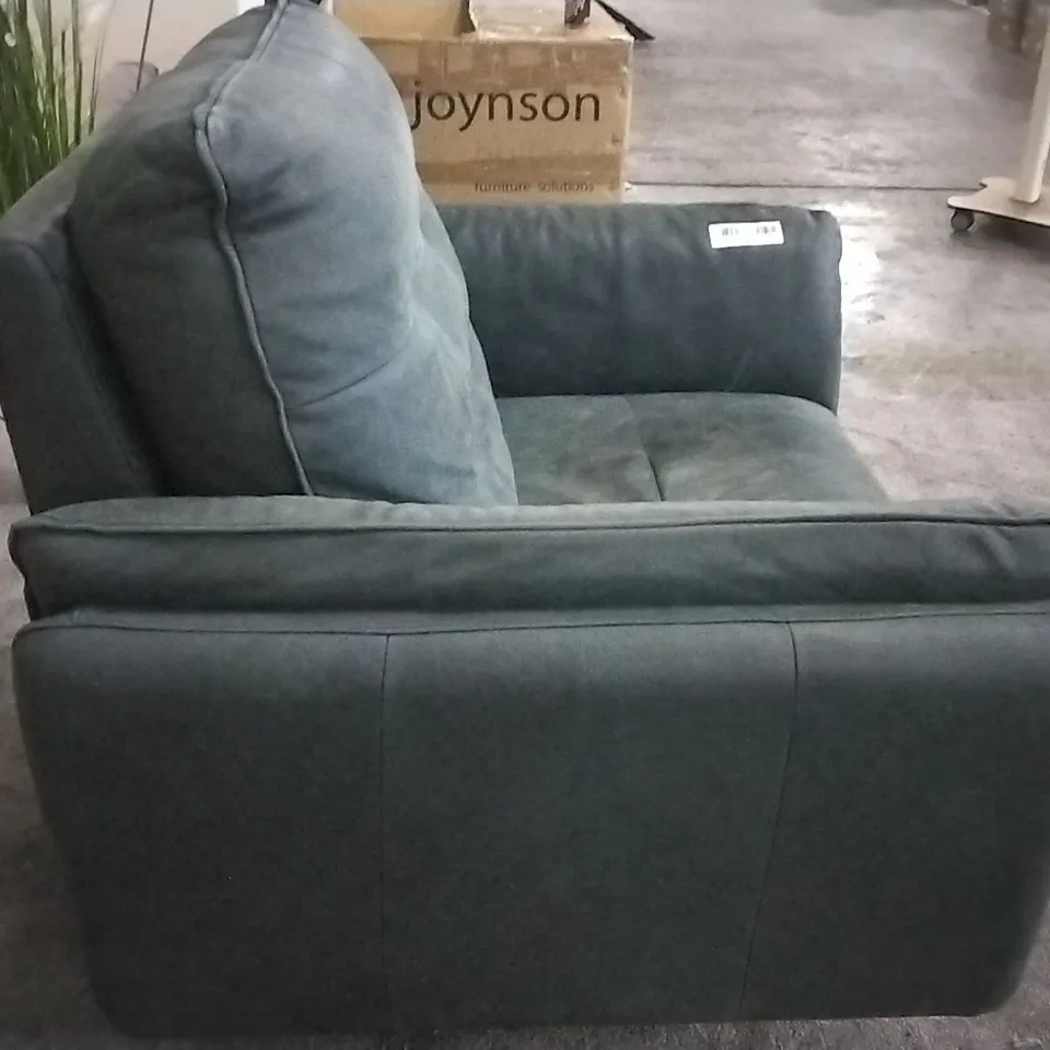 QUALITY ITALIAN DESIGNER BOLZANO FABRIC ELECTRIC RECLINER LOVESEAT - FOREST GREEN LEATHER