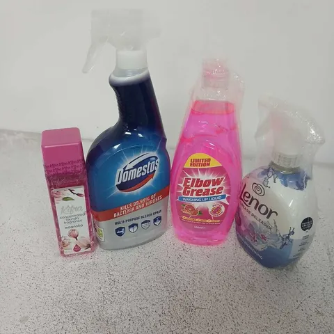 APPROXIMATELY 16 ASSORTED HOUSEHOLD LIQUID PRODUCTS TO INCLUDE DOMESTOS, LENOR CREASE RELEASER, ELBOW GREASE, ETC - COLLECTION ONLY