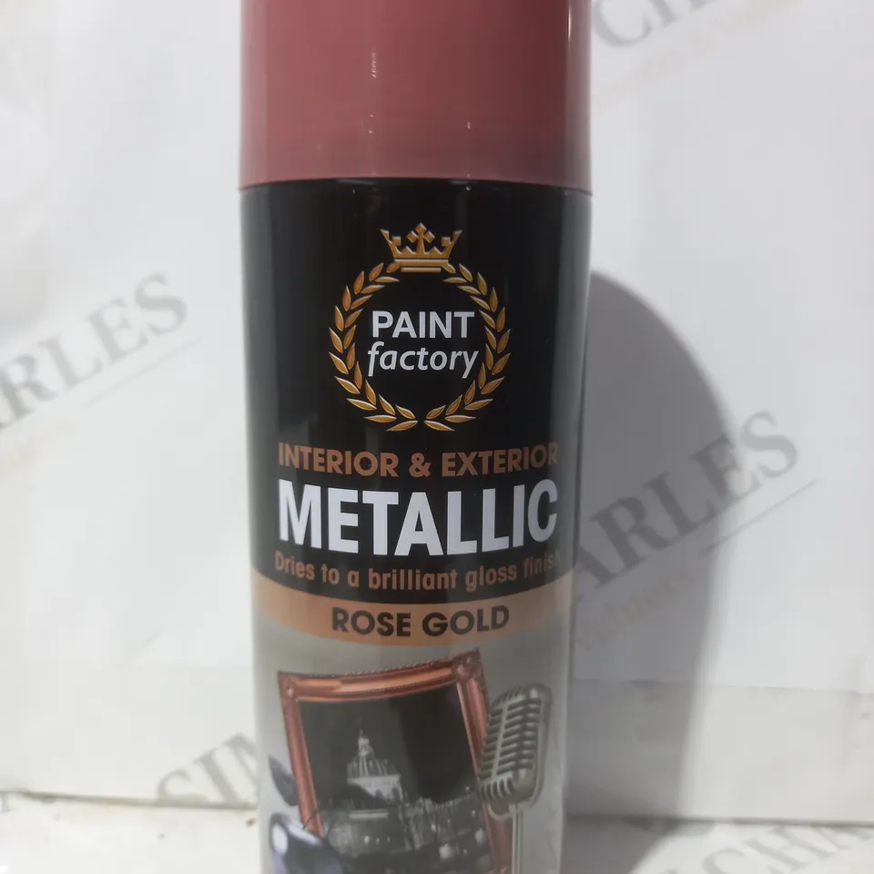 BOX OF APPROXIMATELY 10 PAINT FACTORY INTERIOR & EXTERIOR METALLIC SPRAY PAINT IN ROSE GOLD (400ML)
