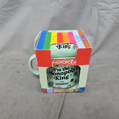 BOXED MONOPOLY CERAMIC MUG & SOCKS