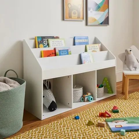 BOXED KID'S CASEY WIDE STORAGE BOOKCASE - WHITE (1 BOX)