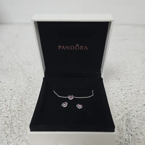 PANDORA HEART CHARM BRACELET & MATCHING EARRINGS SET β BOXED