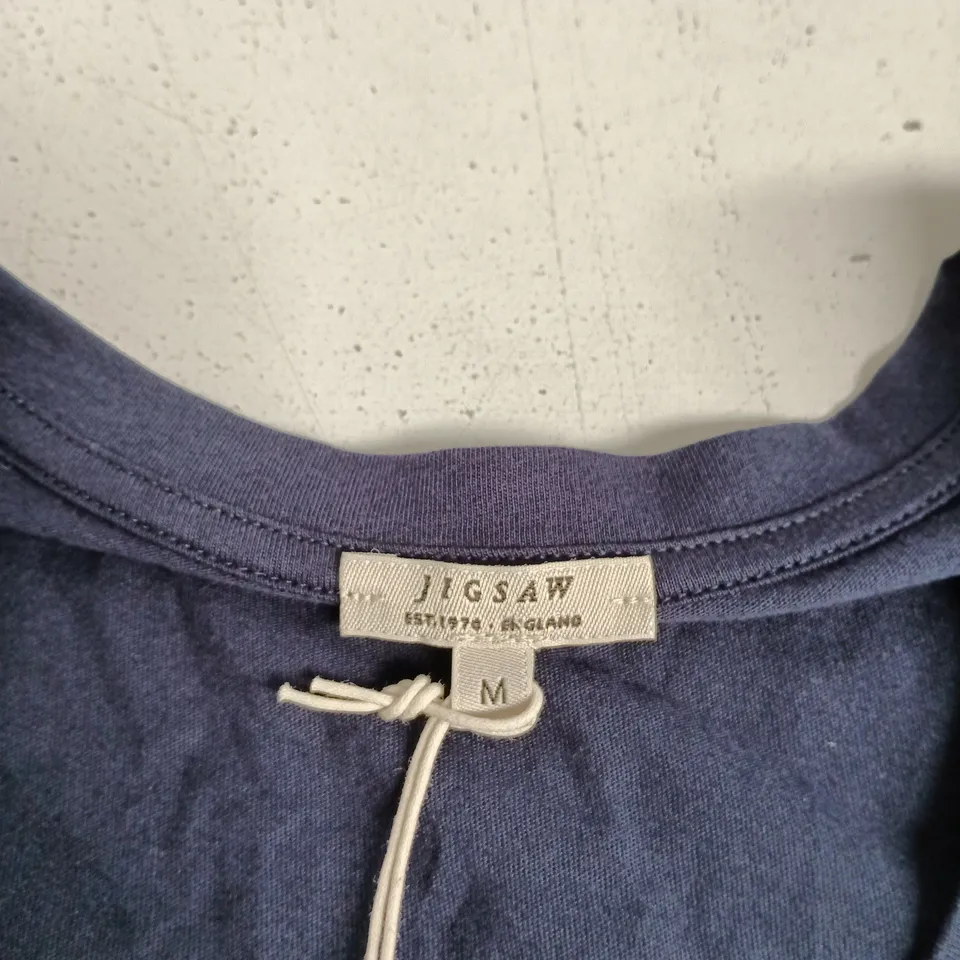 JIGSAW SUPIMA COTTON V-NECK T-SHIRT – NAVY – SIZE M