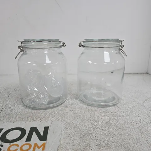 SET OF 2 GLASS JARS WITH LIDS BOXED