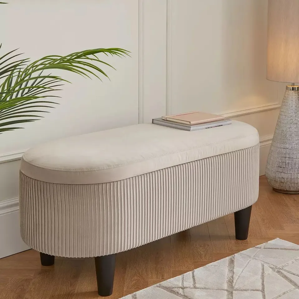 BOXED SERENITY PLEATED OTTOMAN - COLLECTION ONLY