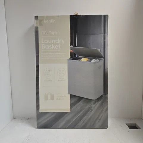 BOXED KEPLIN 170L TRIPLE LAUNDRY BASKET