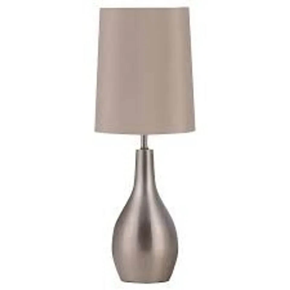 SATIN NICKEL TABLE LAMP WITH FAUX SILK SHADE