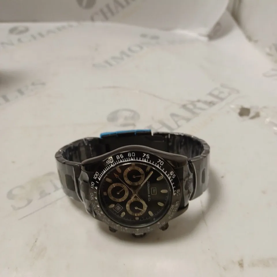 MENS ZIHLMANN & CO Z400 WATCH – CHRONOGRAPH MOVEMENT – BLACK STAINLESS STEEL STRAP – BLACK DIAL – 3ATM WATER RESISTANT