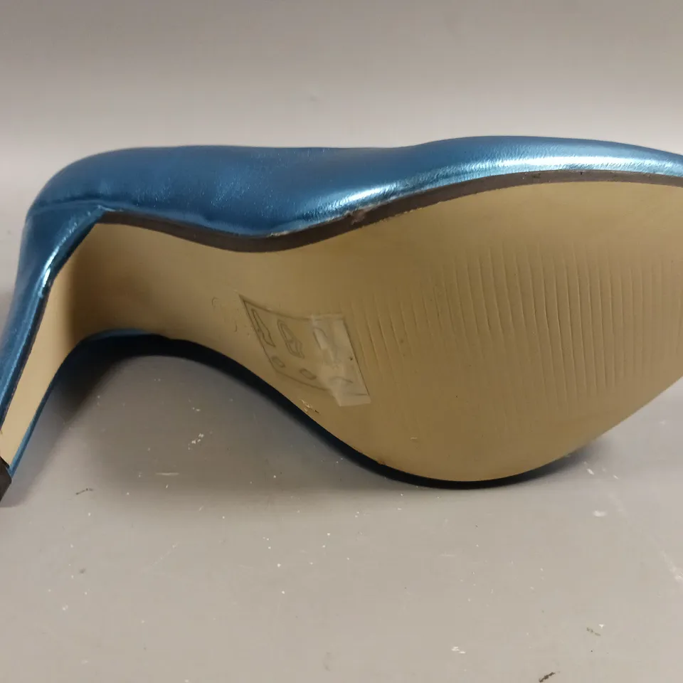 LOT OF 10 BOXED PAIRS OF ASOS SCALA HIGH HEELS SHOES IN BLUE - UK 3