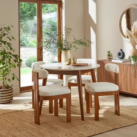 BOXED THEA ROUND MARBLE 4 SEATER DINING TABLE (1 BOX)