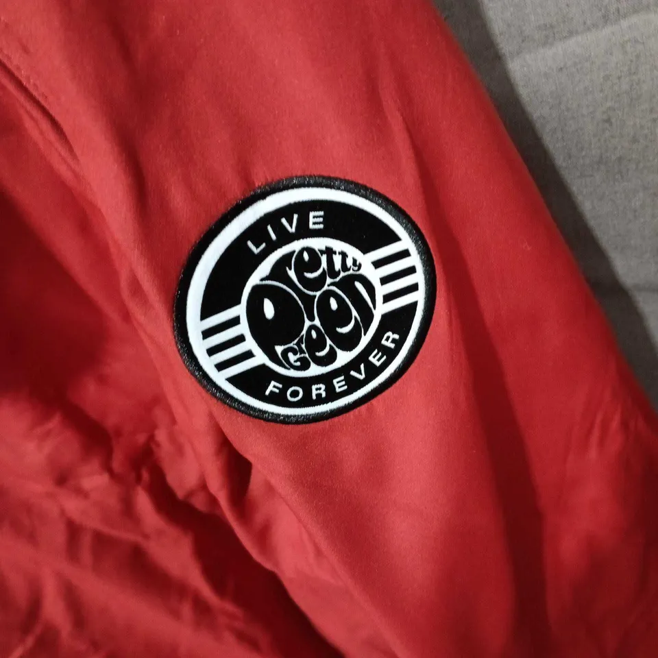 PRETTY GREEN LIVE FOREVER WINDBREAKER JACKET – RED/WHITE, UK L