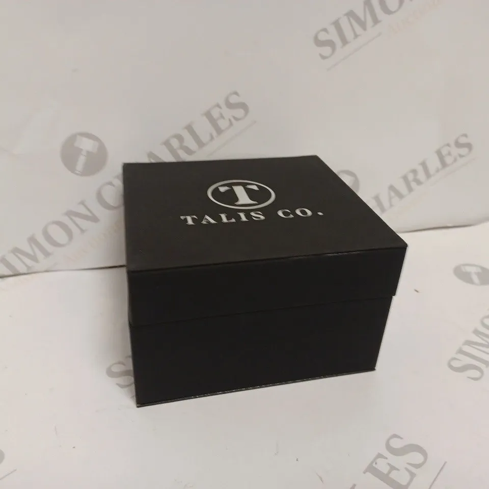 TALIS CO MENS WATCH - MOON PHASE MOVEMENT - SUB DIAL - STAINLESS STEEL CASE - LEATHER STRAP - DISPLAY BOX 