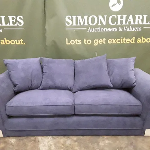 QUALITY DESIGNER 3 SEATER SOFA - DARK BLUE FABRIC