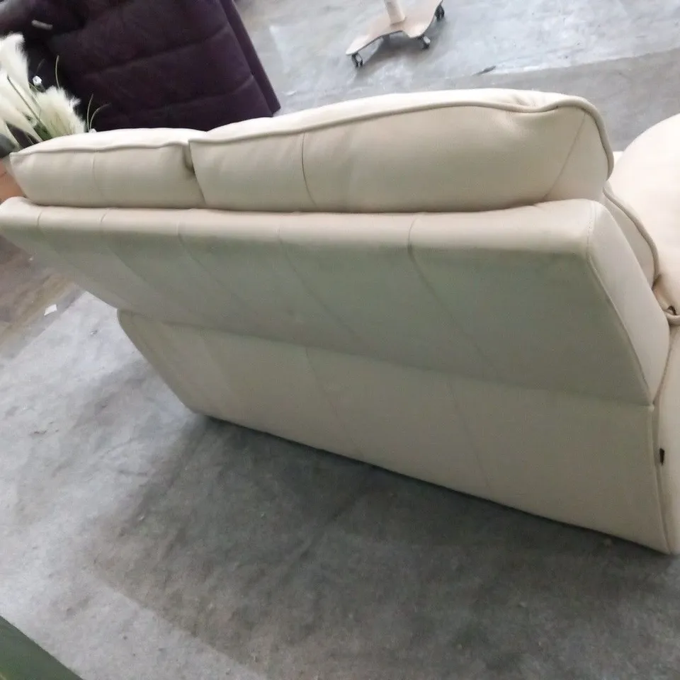 DESIGNER ITALIAN MADE LUGANO CREAM LEATHER TWO SEATER SOFA