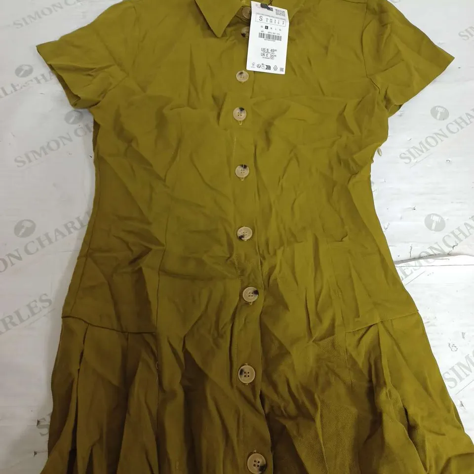 ZARA KHAKI BUTTON UP DRESS - SMALL