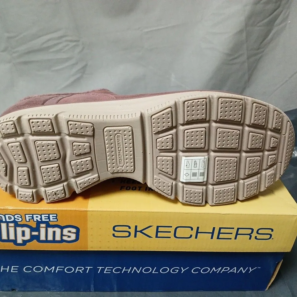 SKECHERS SLIP-ON SHOES – DARK ROSE - UK SIZE 8