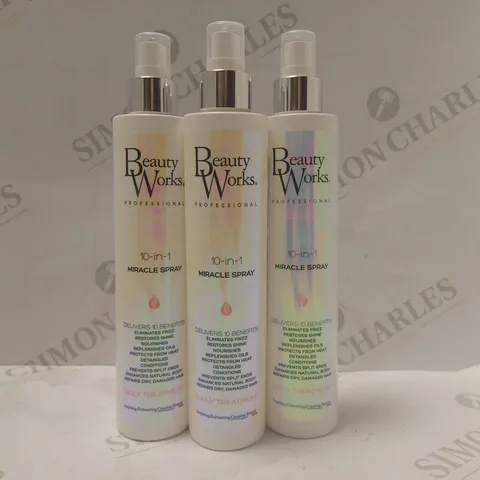 BOX OF 3 X 250ML BEAUTY WORKS 10-IN-1 MIRACLE SPRAY