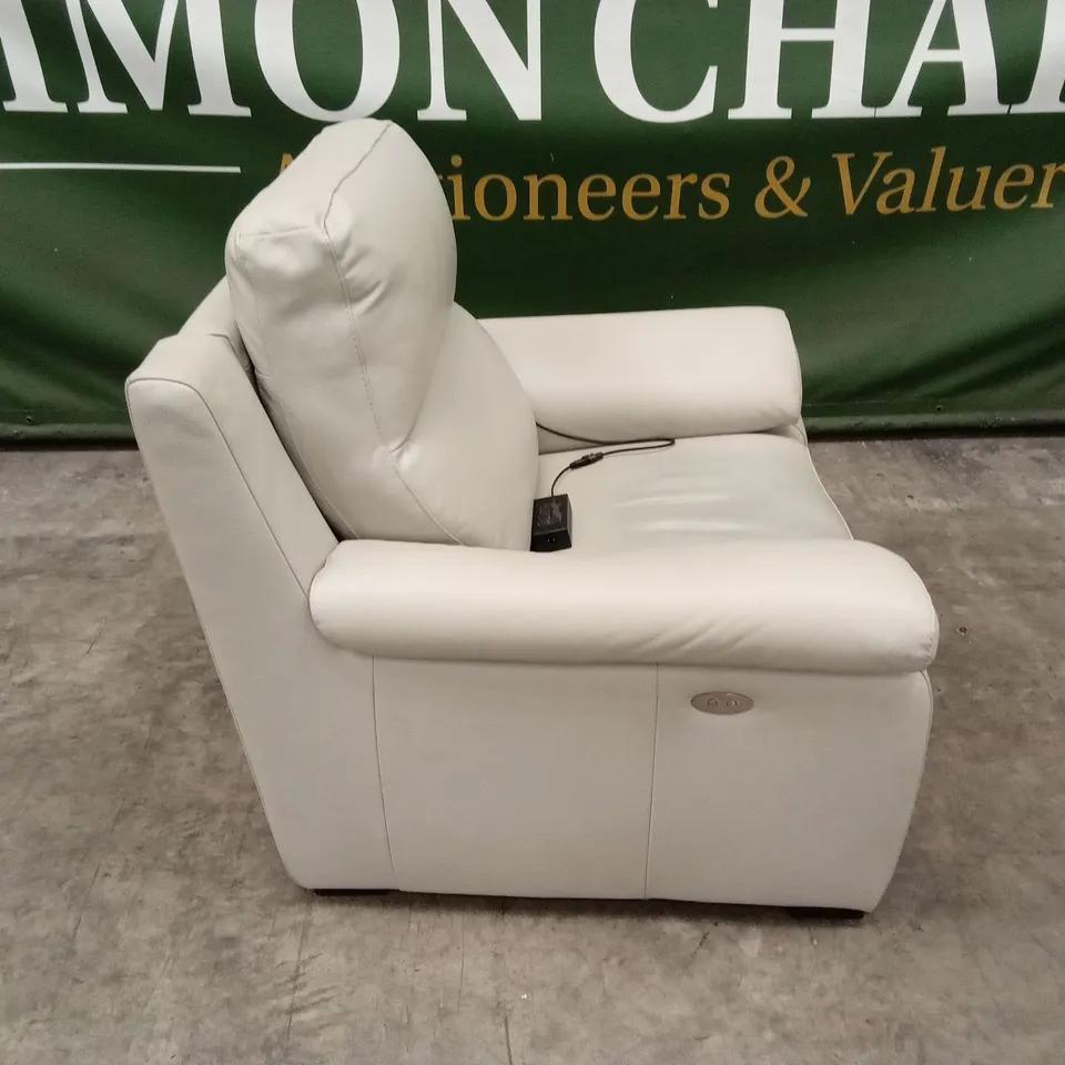 QUALITY DESIGNER ITALIAN MADE MORENO ELECTRIC RECLINER LEATHER ARMCHAIR WITH SMALL ARMS