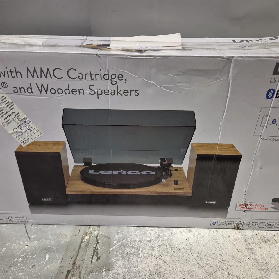 BOXED LENCO TURNTABLE WITH BLUETOOTH AND SPEAKERS - LS-300WD V2