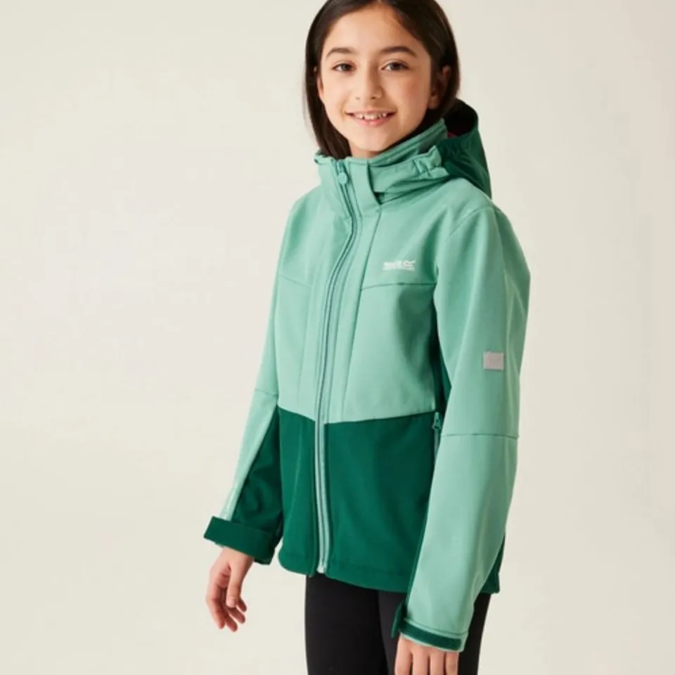 REGATTA KIDS HAYDENBURY II SOFTSHELL JACKETDUST GREEN RAIN FOREST GREEN AGE 3-4 YEARS