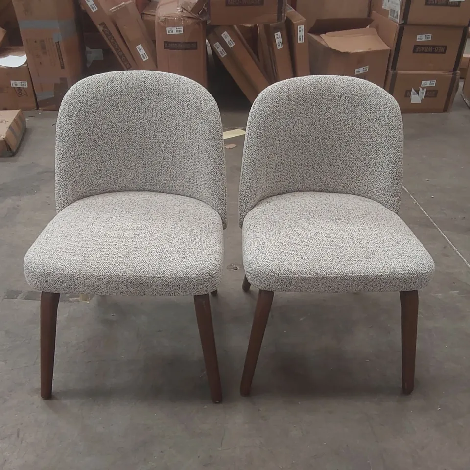 HEARTHWOOD SET OF TWO WALNUT EFFECT ASH WOODEN FRAME DINING CHAIRS UPHOLSTERY COLOUR:LIGHT GREY