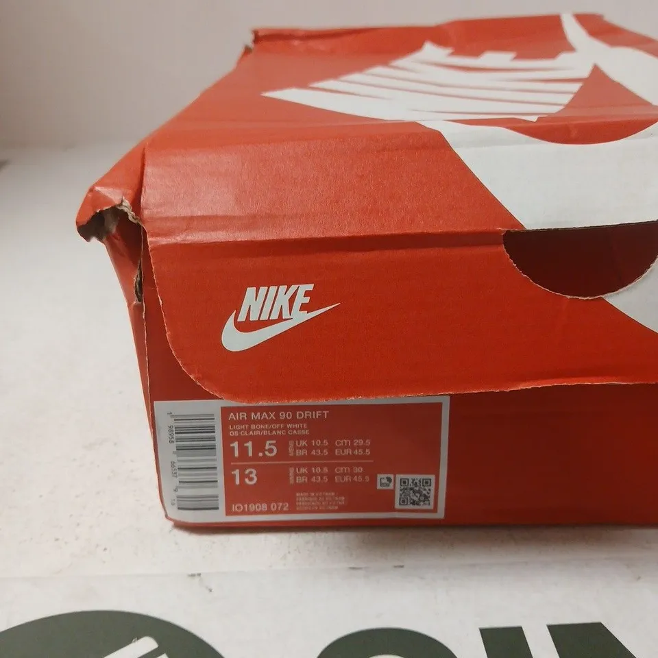  NIKE AIR MAX 90 DRIFT SNEAKERS – LIGHT BONE/OFF WHITE - UK 10.5