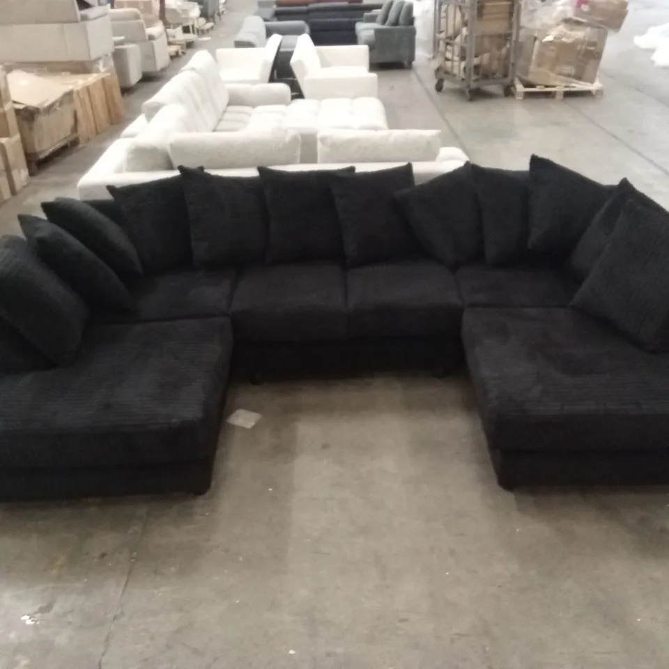 DESIGNER LARGER FABRIC U-SHAPED SOFA - BLACK FABRIC 